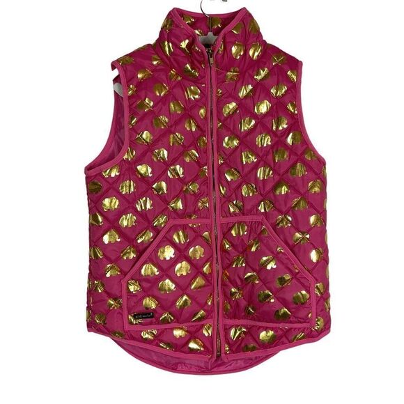 Simply Southern Pink & Gold Quilted Women's Vest, Size S, Zipper Closure - Picture 1 of 7